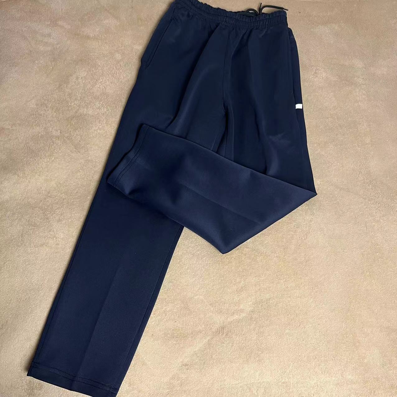 校裤藏蓝色薄款净版男女学生校服运动裤裤子直筒初高中南韩丝校裤