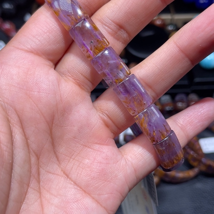 水晶手串未镶嵌L*姐极光紫钛手牌