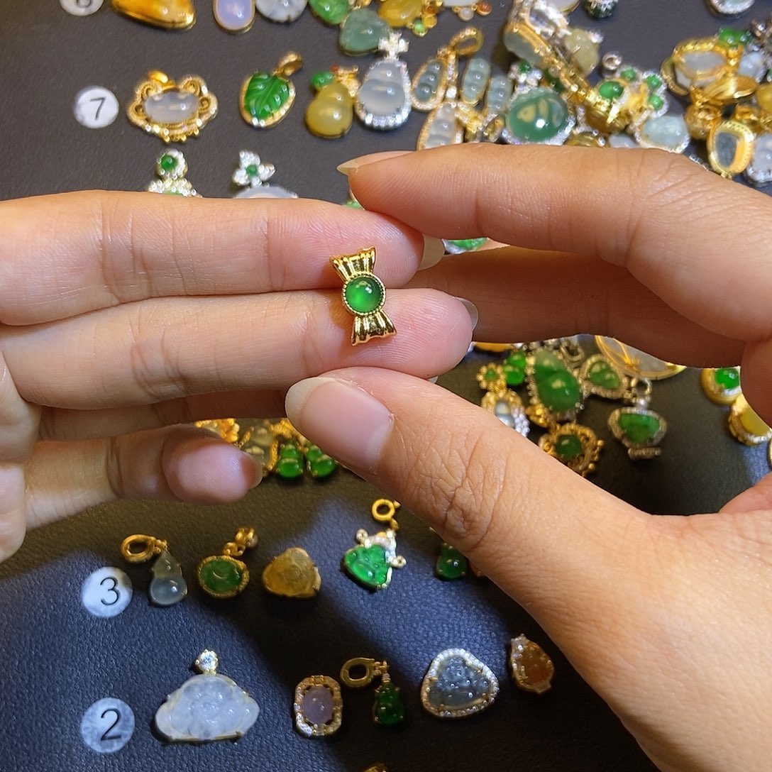 翡翠银S925镶嵌吊坠(不含链)