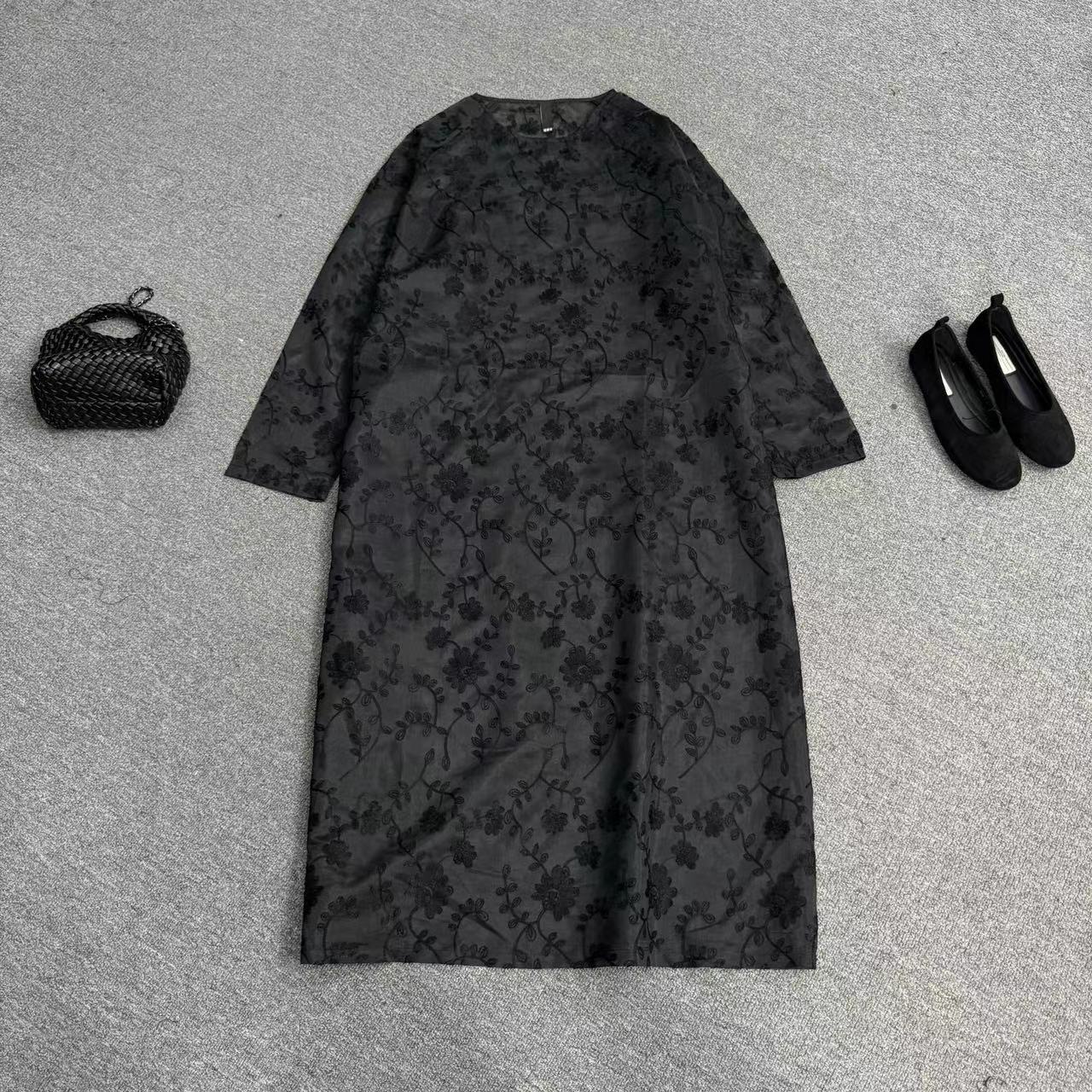 瑶睿安NO退NO换！！慎拍！裙小众设计大码连衣裙刺绣长裙3278