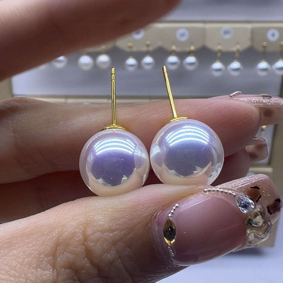 耳饰18K金镶嵌淡水珍珠