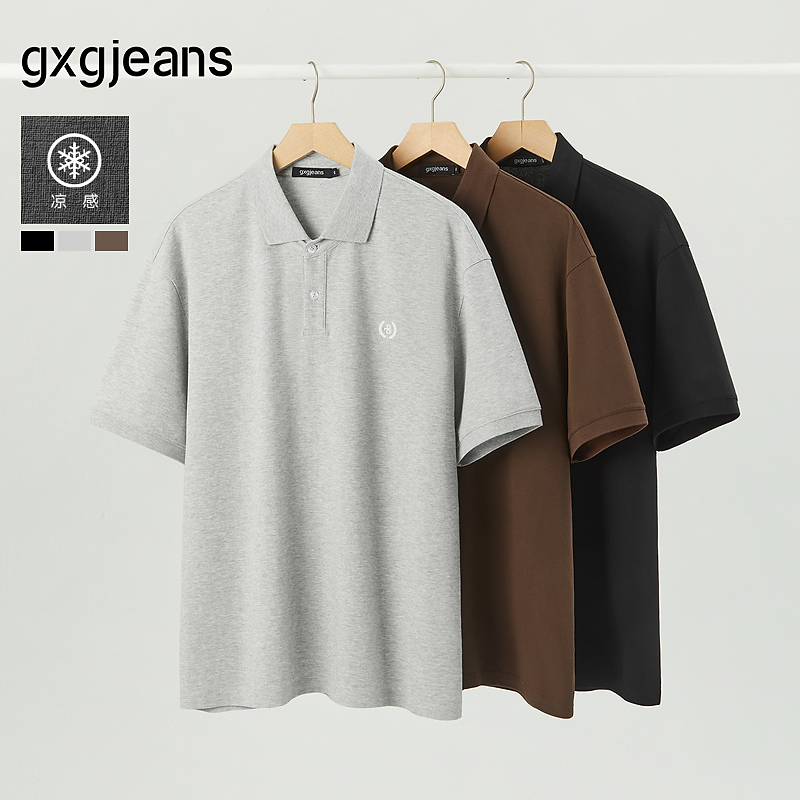 gxg.jeans男装 多色细致绣花商务斯文翻领短袖polo衫 25年夏新品