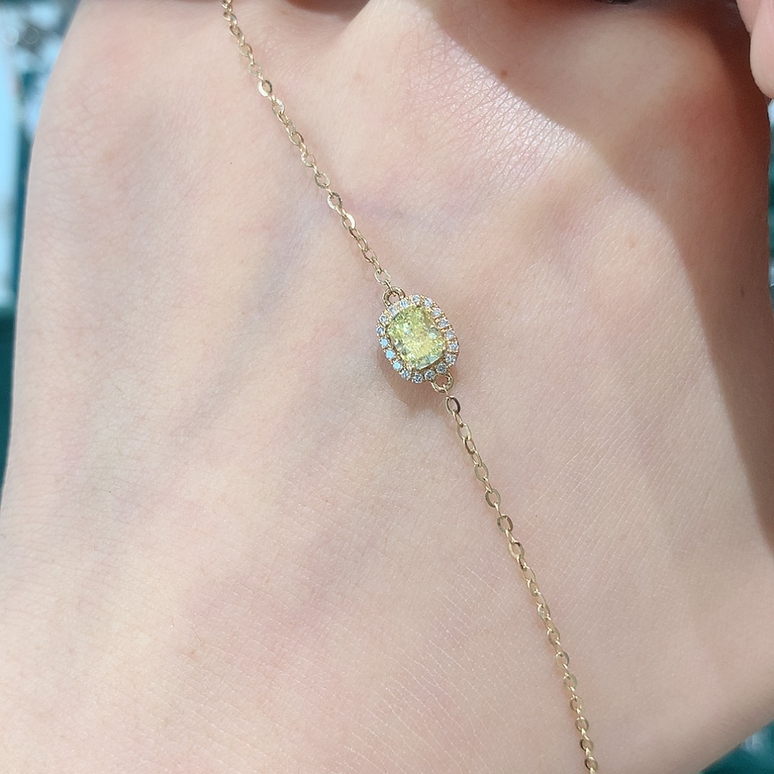 实验室培育钻石18K金镶嵌黄钻手链