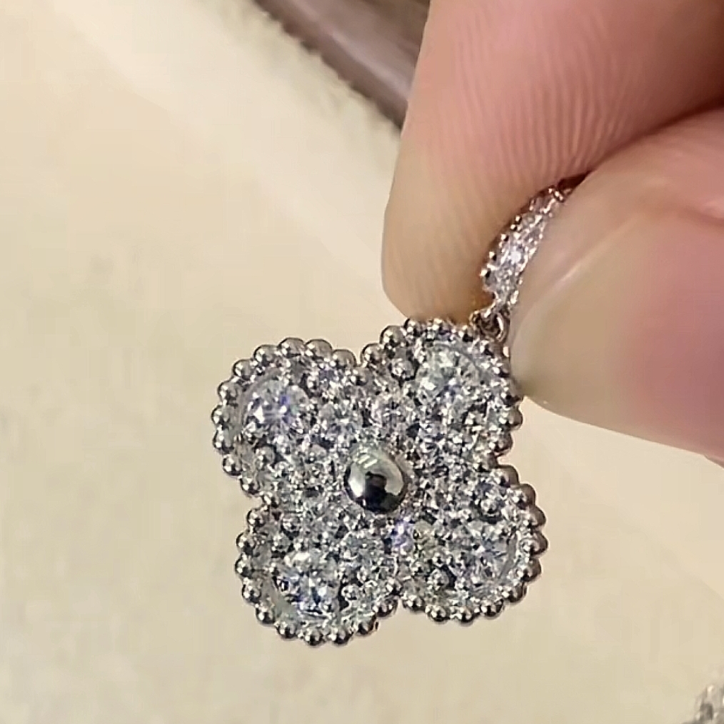 【申小姐】铂金Pt950天然钻石四叶草吊坠幸运草百搭时尚