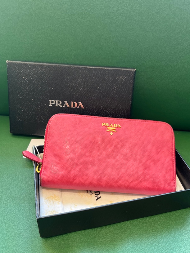 95新 Prada/普拉达 普拉达长款粉色钱包