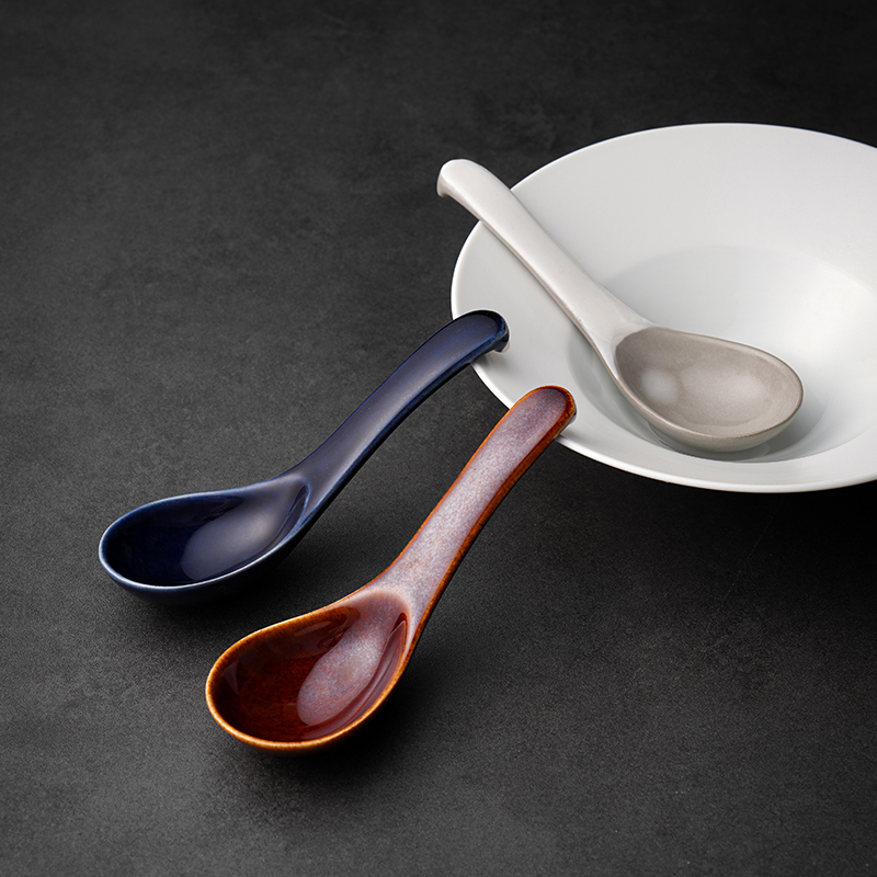 日本进口波佐见烧汤勺银峰陶瓷勺子