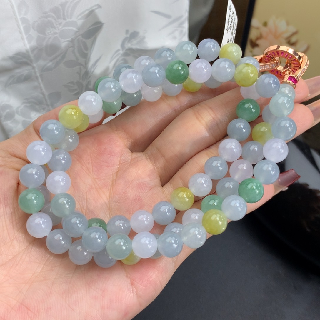 翡翠手链未镶嵌卡8冰胶多宝项链