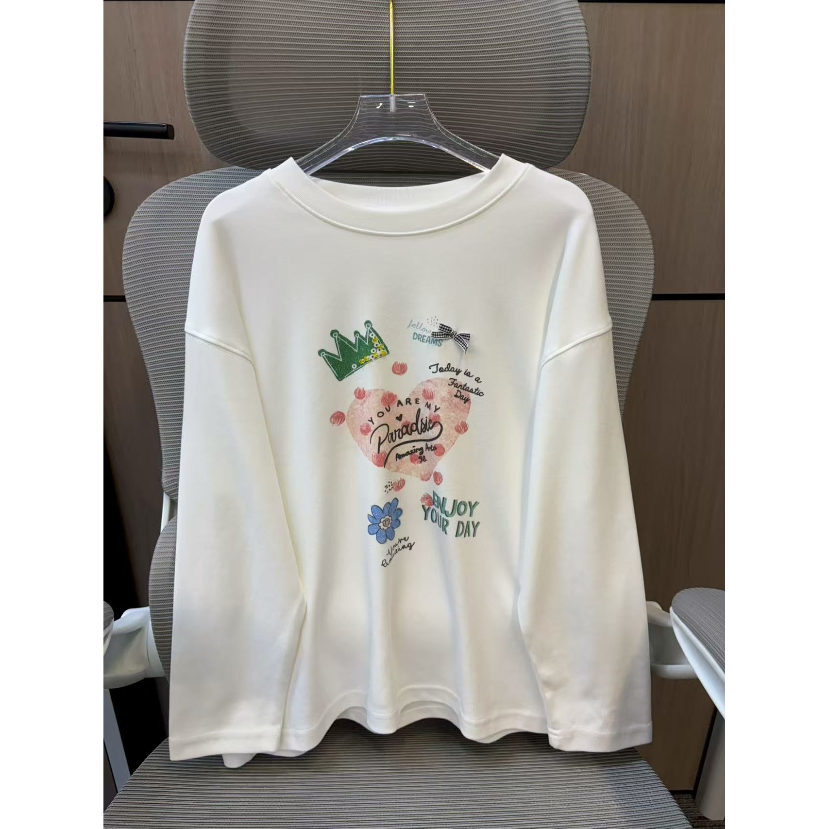 【现货】2025秋清新印花立体蝴蝶结女童打底衫 D610 610 W Y