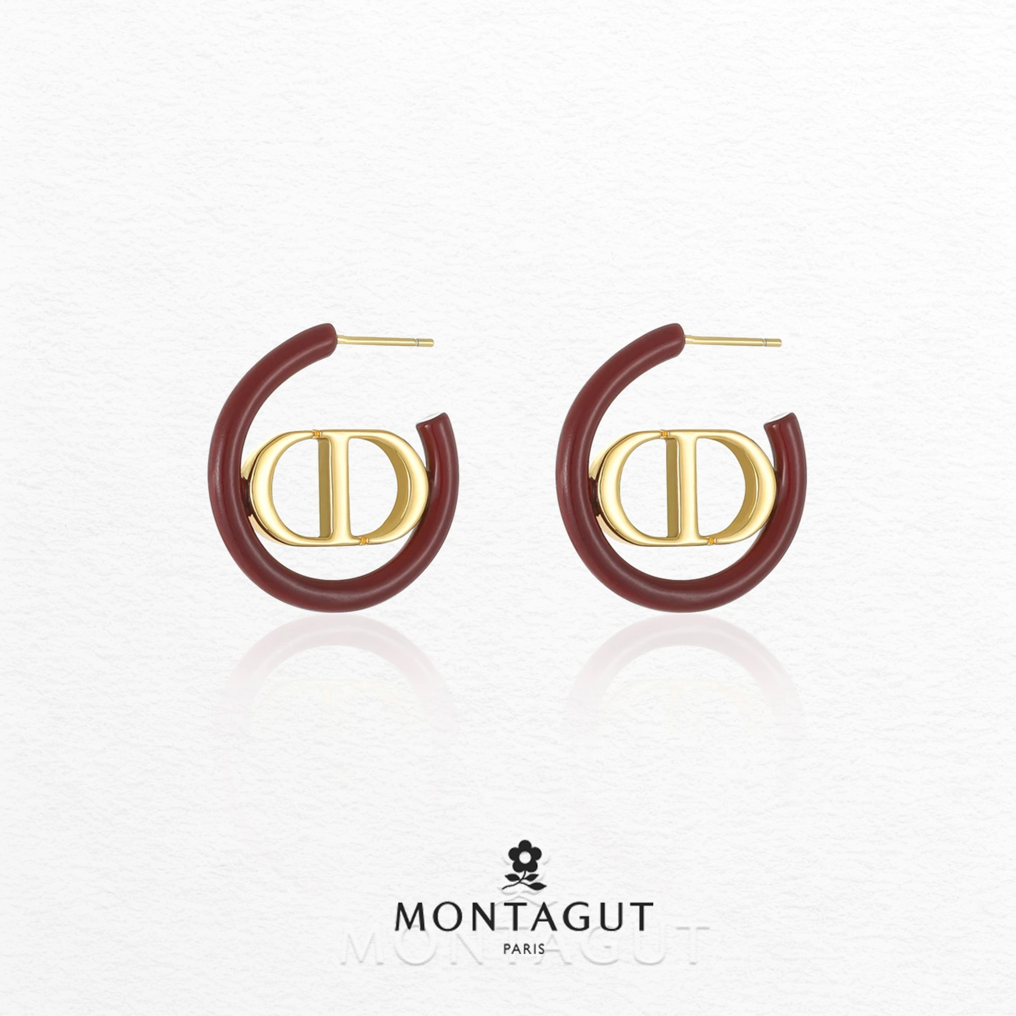 铜合金仿珍珠耳饰 法国梦特娇轻奢系列安可拉红字母耳环【4143】JJ