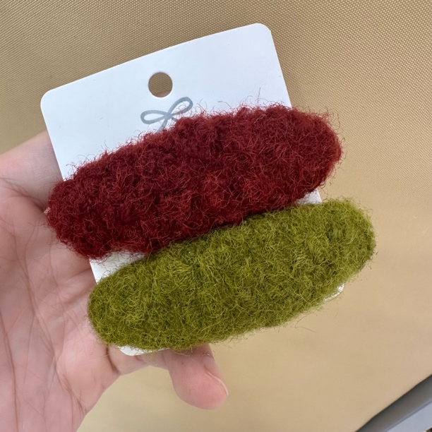 秋冬简约毛绒彩色侧边碎发百搭一对bb夹气质发饰女