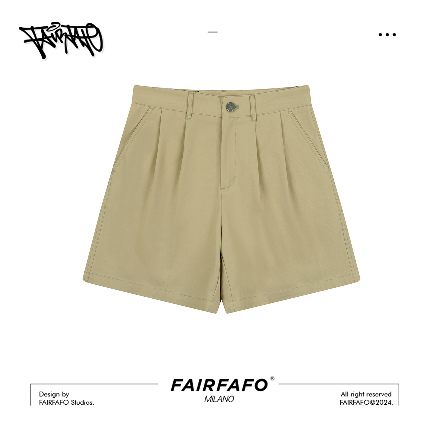 FAIRFAFO林肉肉【日系宽松双褶短裤】KZA44057显瘦休闲裤直筒时尚