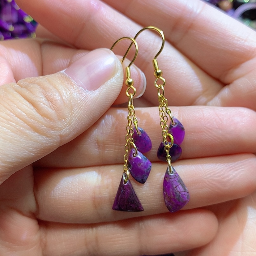 【闪购商品】苏纪石（舒俱来）耳钩银S925镀金镶嵌