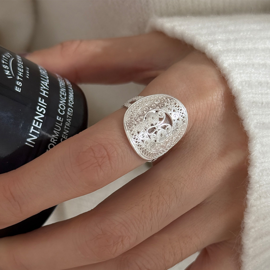 925银戒指 蕾丝花蝴蝶戒指小众设计感2025年新款轻奢时尚开口指环