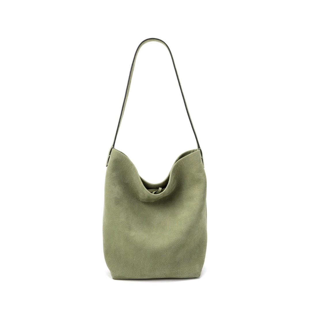 定制鹿皮慵懒水桶包row同款大容量托特包女包牛油果绿