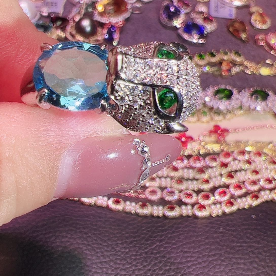 托帕石戒指银S925镶嵌