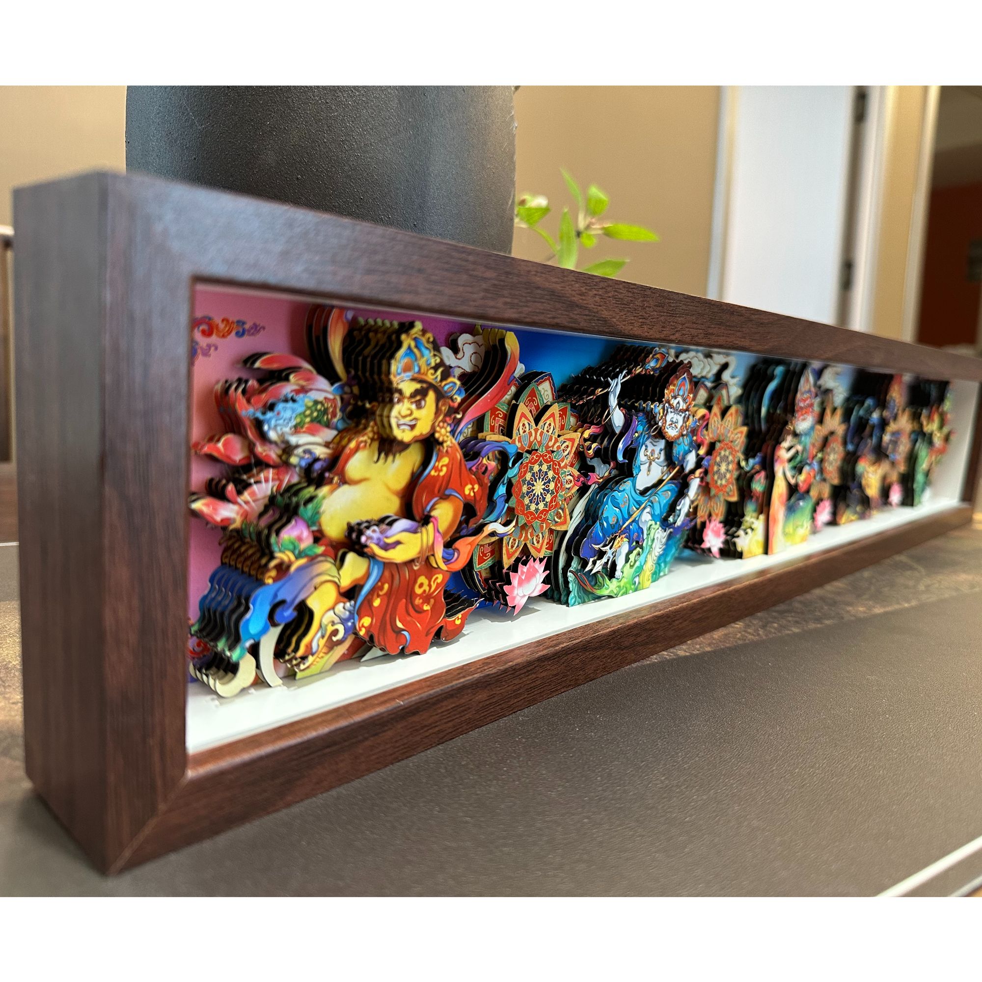 五色财神黄财神黑财神3D立体剪纸工艺摆台