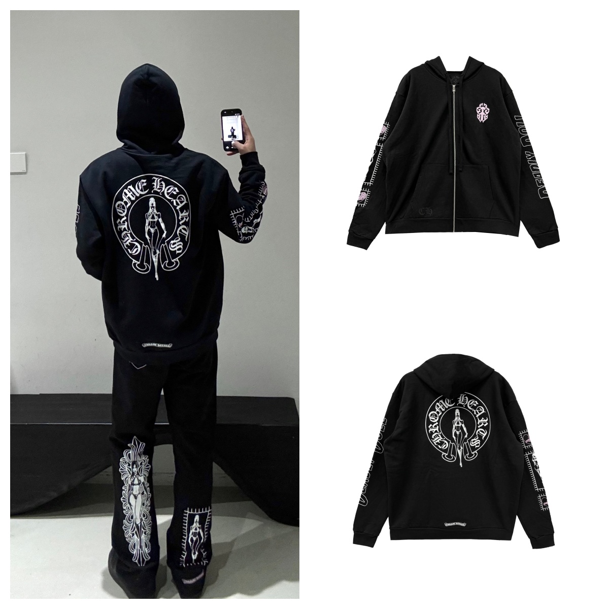 Chrome Hearts 克罗心 Deadly Doll宝剑漫画拉链帽衫 