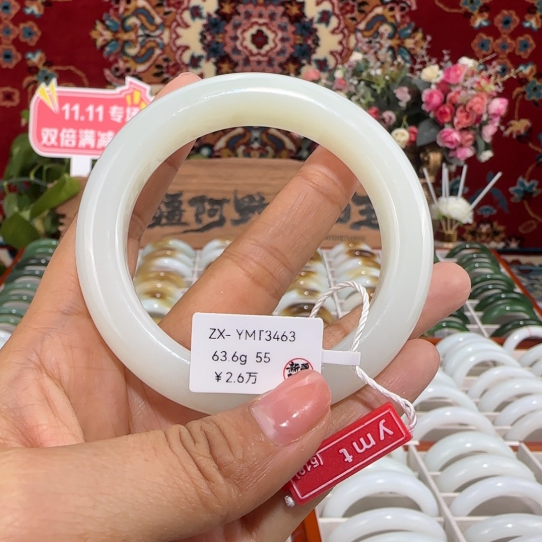 和田玉未镶嵌手镯天然新疆羊脂白玉女士手镯