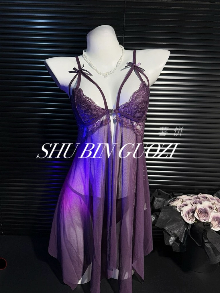 【薯饼果子no退no换】80-135斤 御姐紫啧三色开袋睡裙套装