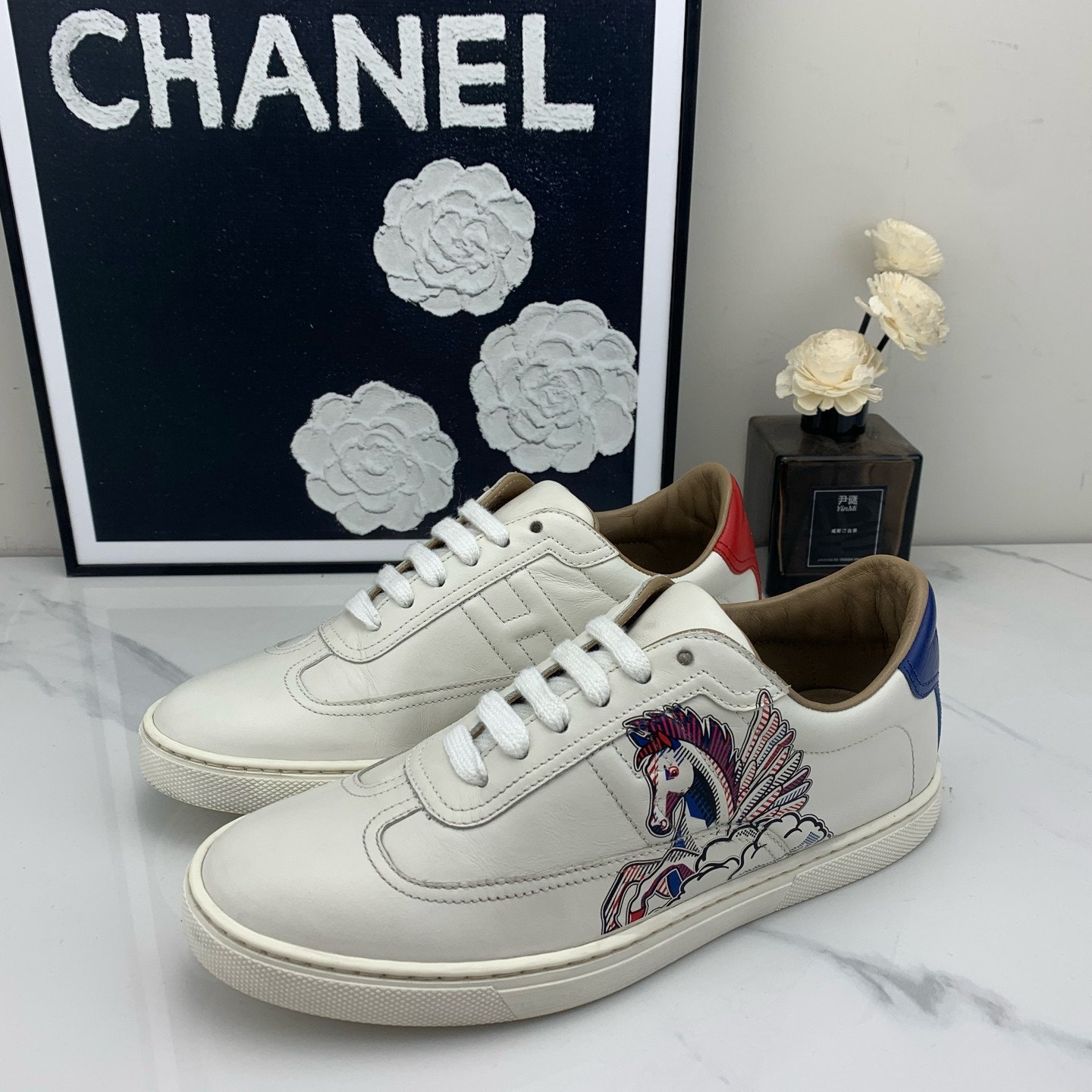 95新 Hermes/爱马仕 Hermes爱马仕经典红蓝飞马限定 36码/nn00211