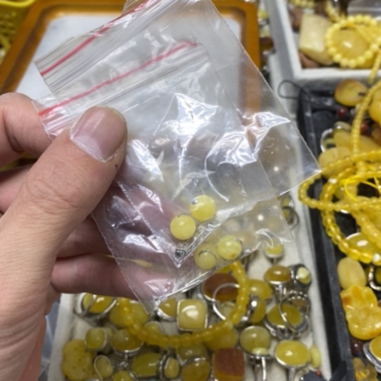 蜜蜡裸石银S925镶嵌多样性发货其一