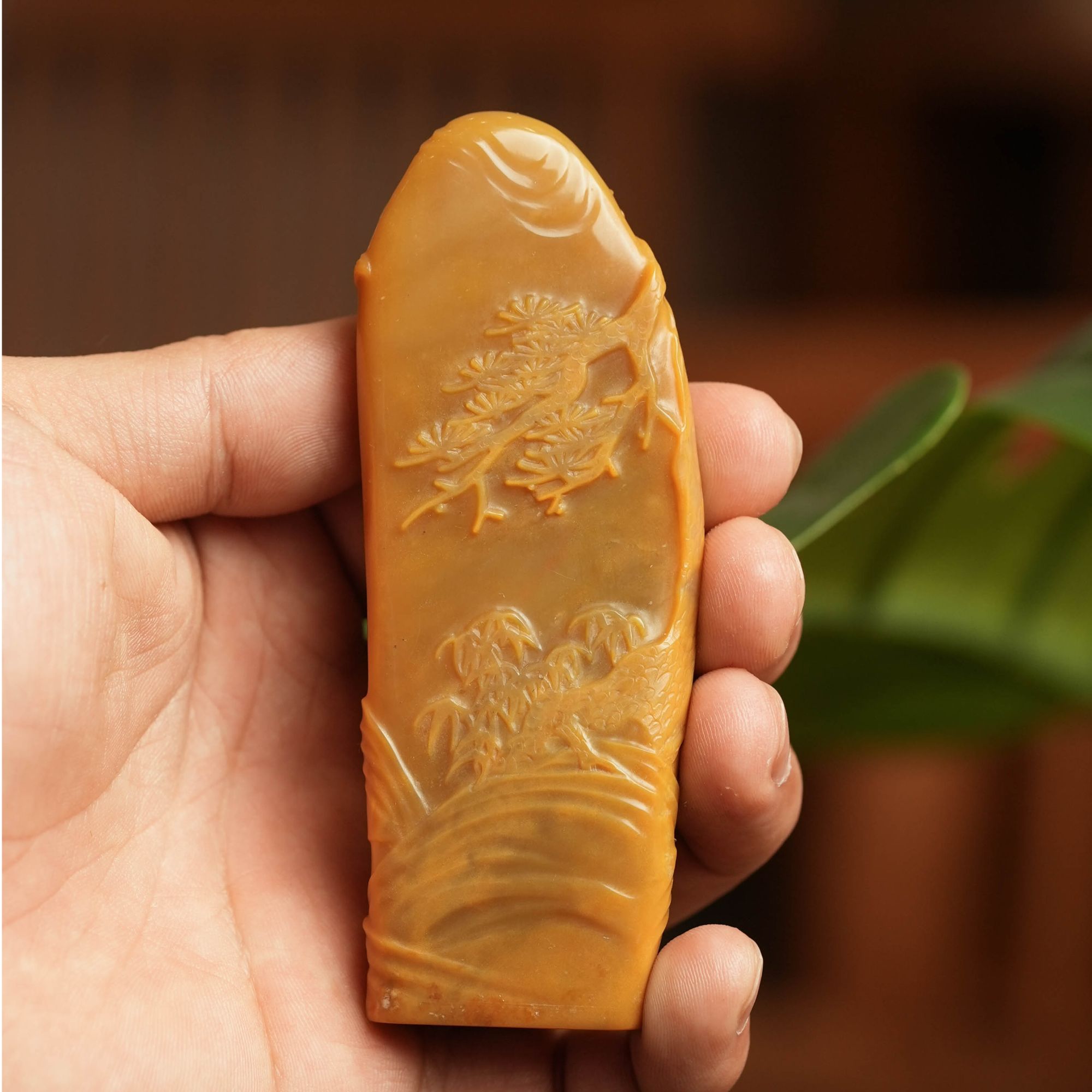 [老挝南部田小九老师亲工薄意]老挝石印章料田黄石印章印章石料