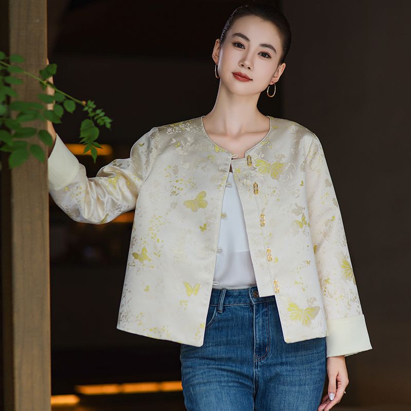 [蝴蝶飞舞]国风宋锦中国风提花外套女2025秋季新款新中式国风女装