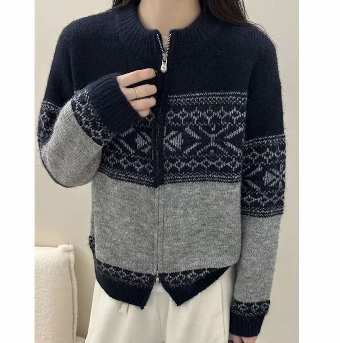 莹莹家/西西里~撞色双拉链设计感时尚百搭针织 152