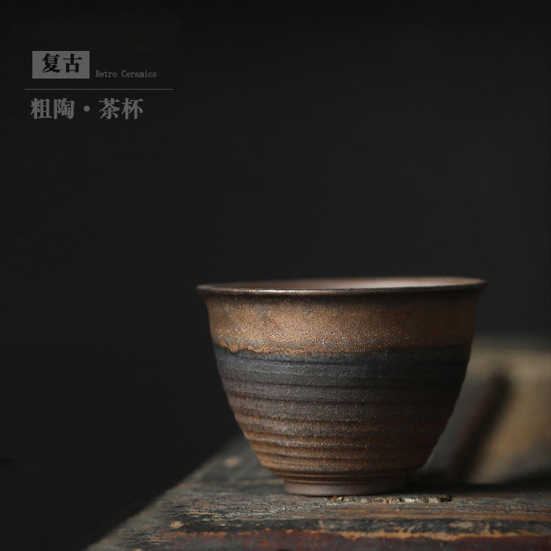 粗陶茶杯陶瓷品茗杯复古家用功夫茶具单杯小茶碗主人杯
