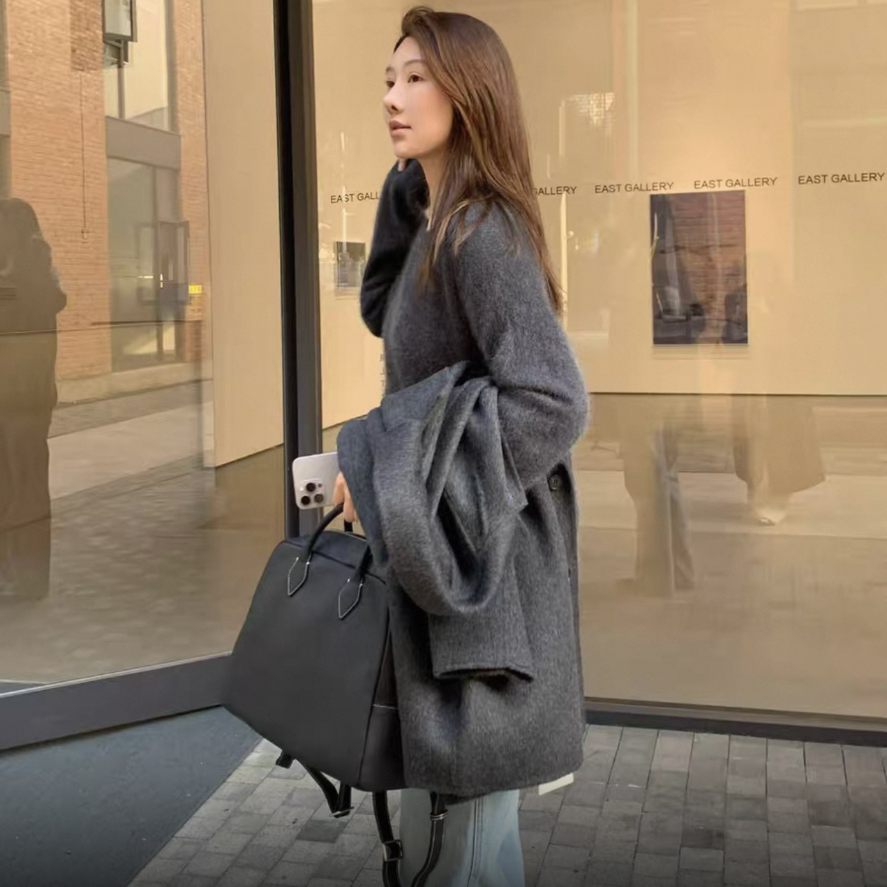 【MIA】韩国KIM双肩背定制荔枝头层牛皮内里羊皮大容量通勤背包女包