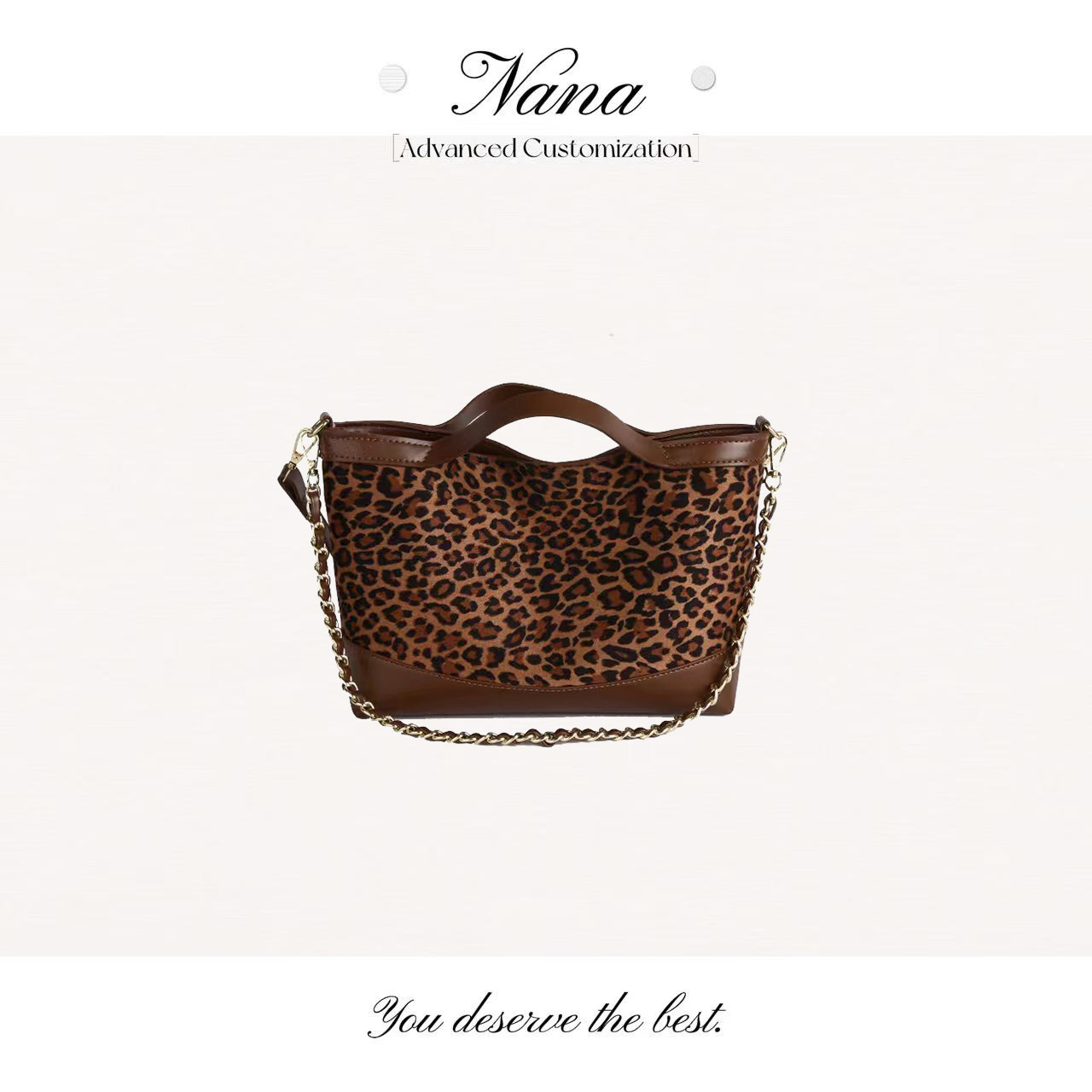 【NANA】新款经典单肩斜挎包包6209豹纹棕