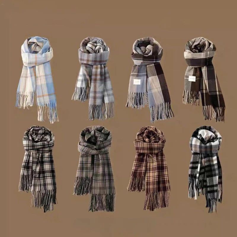 2025新款格子ins围巾女韩版氛围感冬保暖可爱百搭学院风jk围脖AKS