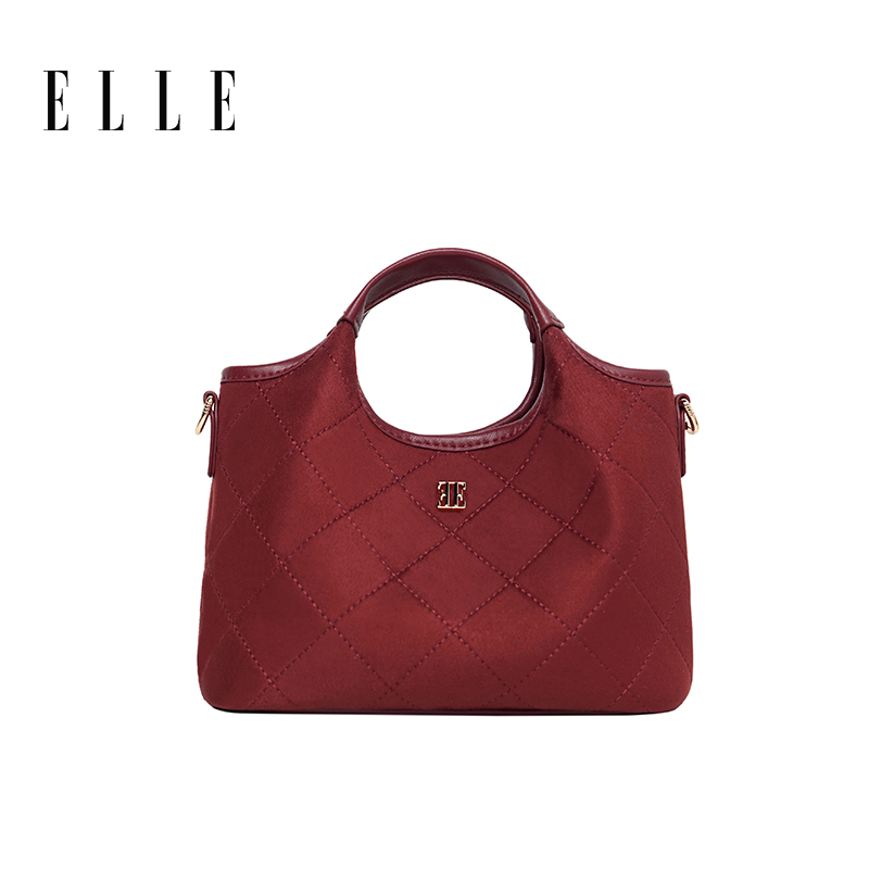 ELLE25新款【秋季上新】菜篮子菱格纹设计手提斜挎托特包包46608