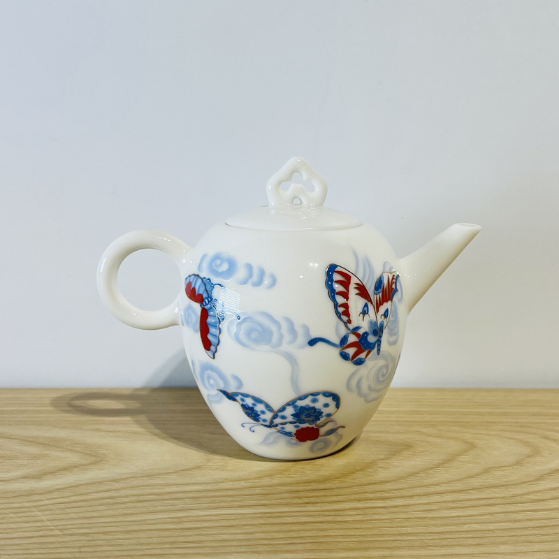 吾游茶器画蝶泡茶壶