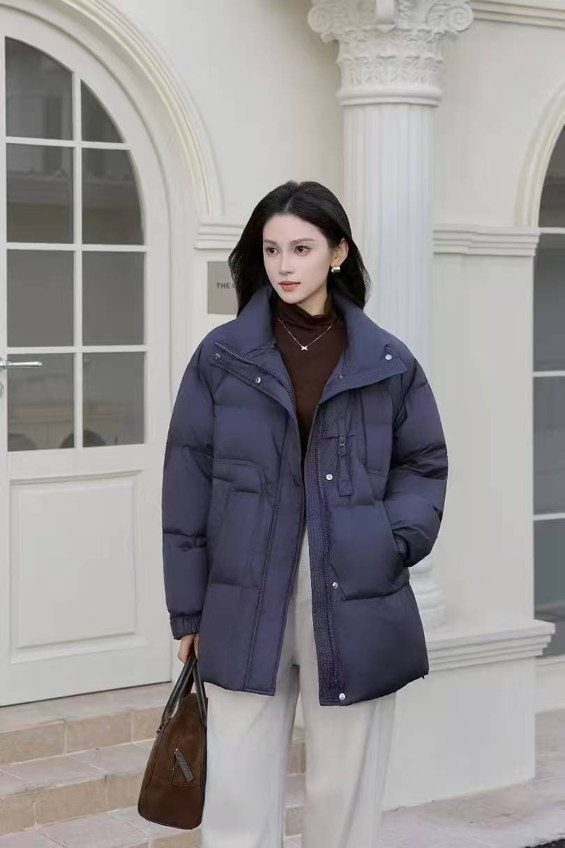 韩系立领白羽绒服女2025秋冬新款气质宽松加厚外套时尚百搭简约