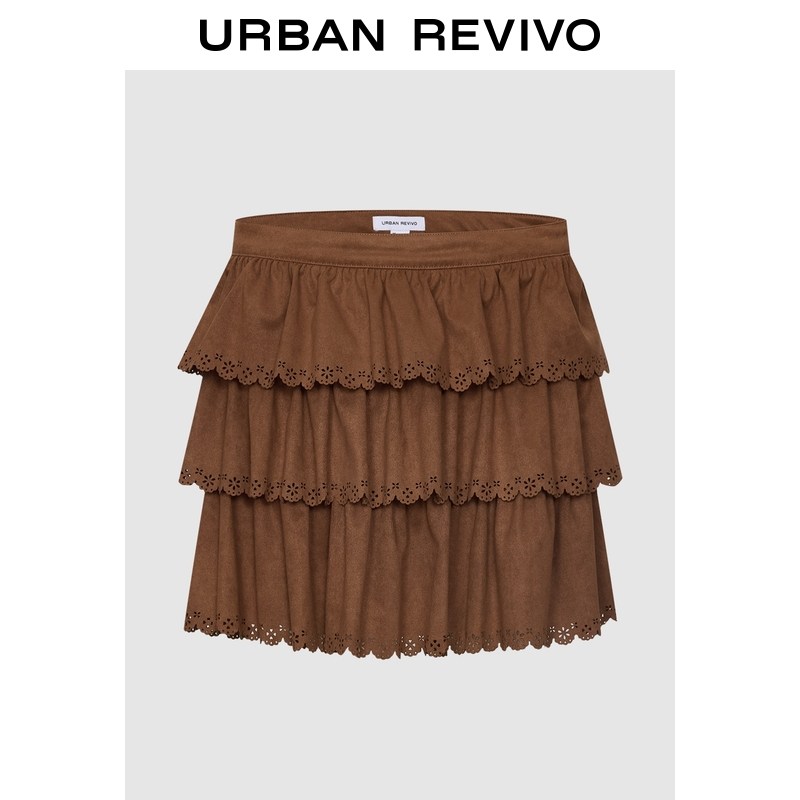 UR2026春季新款女装琥珀流光风镂空蛋糕超短款半裙UYU560001