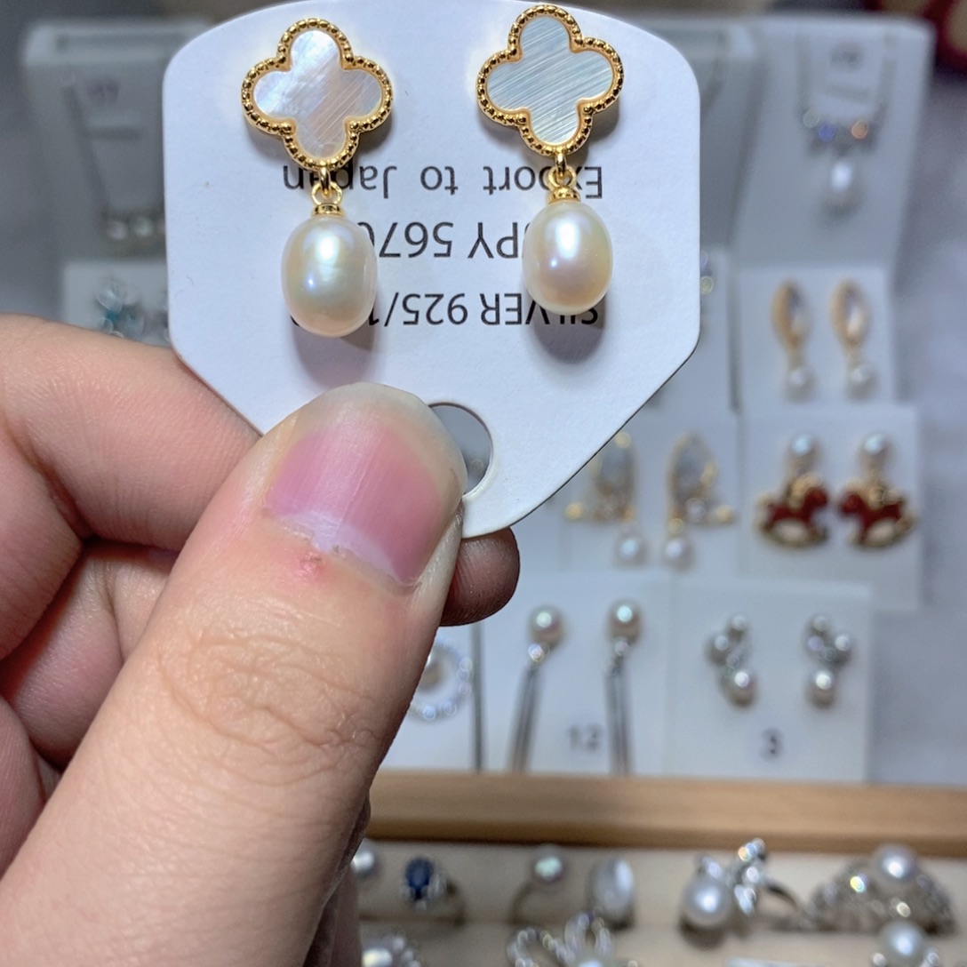 淡水珍珠耳饰银S925镶嵌