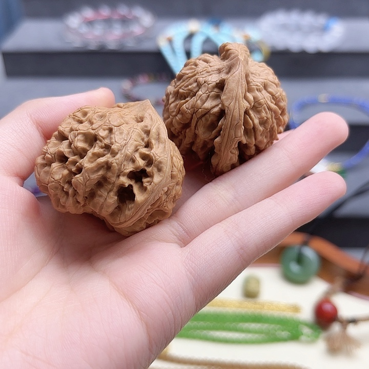 玛瑙/玉髓未镶嵌一对盘核桃