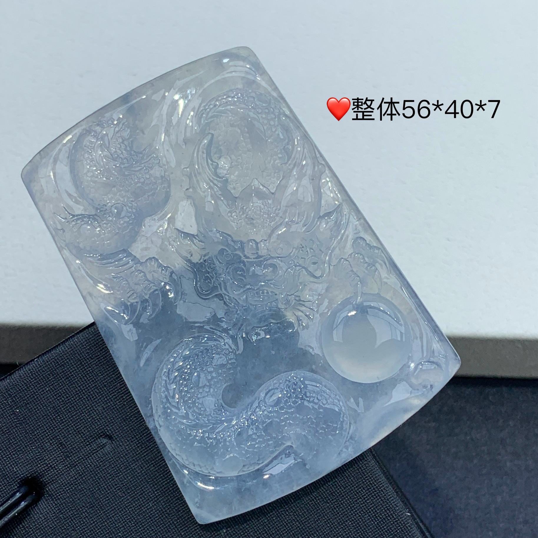 新品推荐·高冰白冰龙牌翡翠玉石缅A吊坠冰透精雕