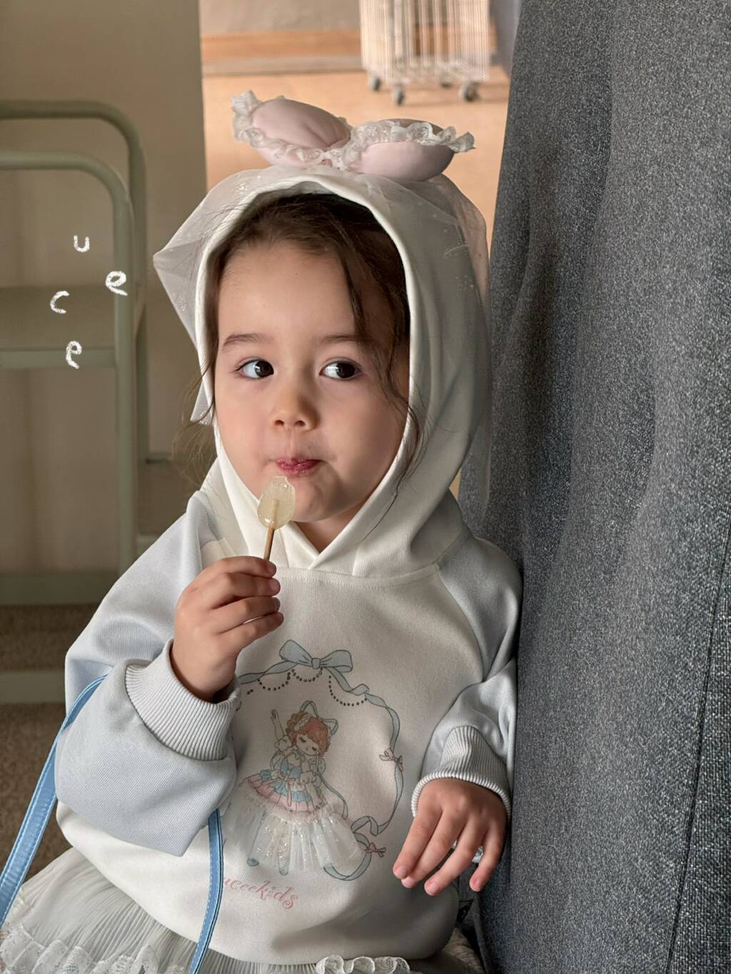 【蝴蝶女孩】釉兮·26春～女宝宝春装连帽纱纱卫衣272097童装汉服）蓝