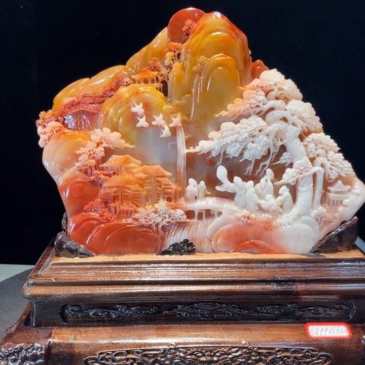 寿山石桃**主寿山石摆件