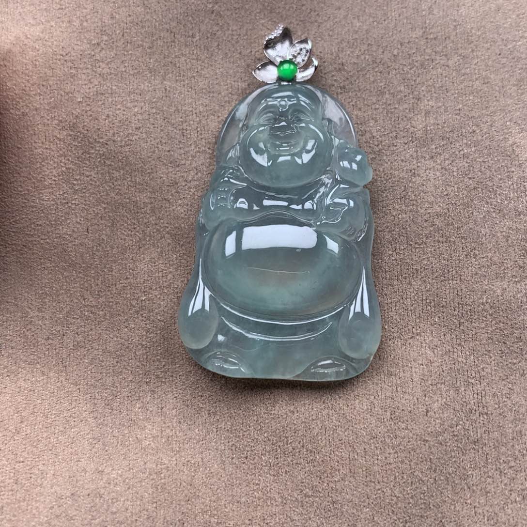 翡翠18K金镶嵌颈饰缅甸翡翠A货