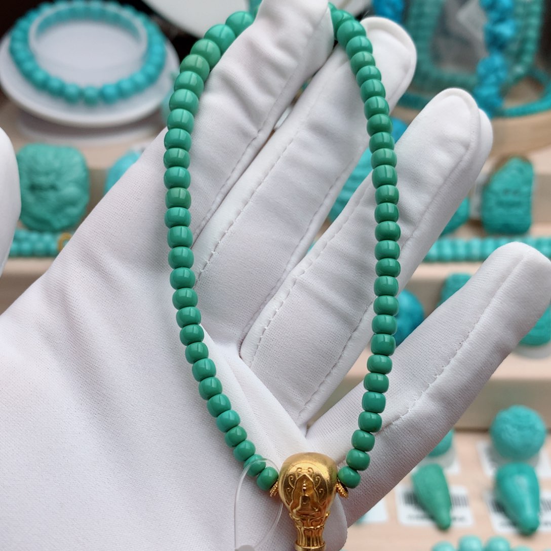 绿松石珠宝奇石未镶嵌7mm