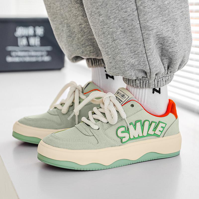 低帮男款时尚青春潮流韩版百搭学院系带新款休闲帆布平底鞋