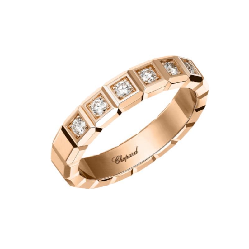 99新 Chopard/萧邦  萧邦 ice cube 18k金  半满钻  宽版   戒指