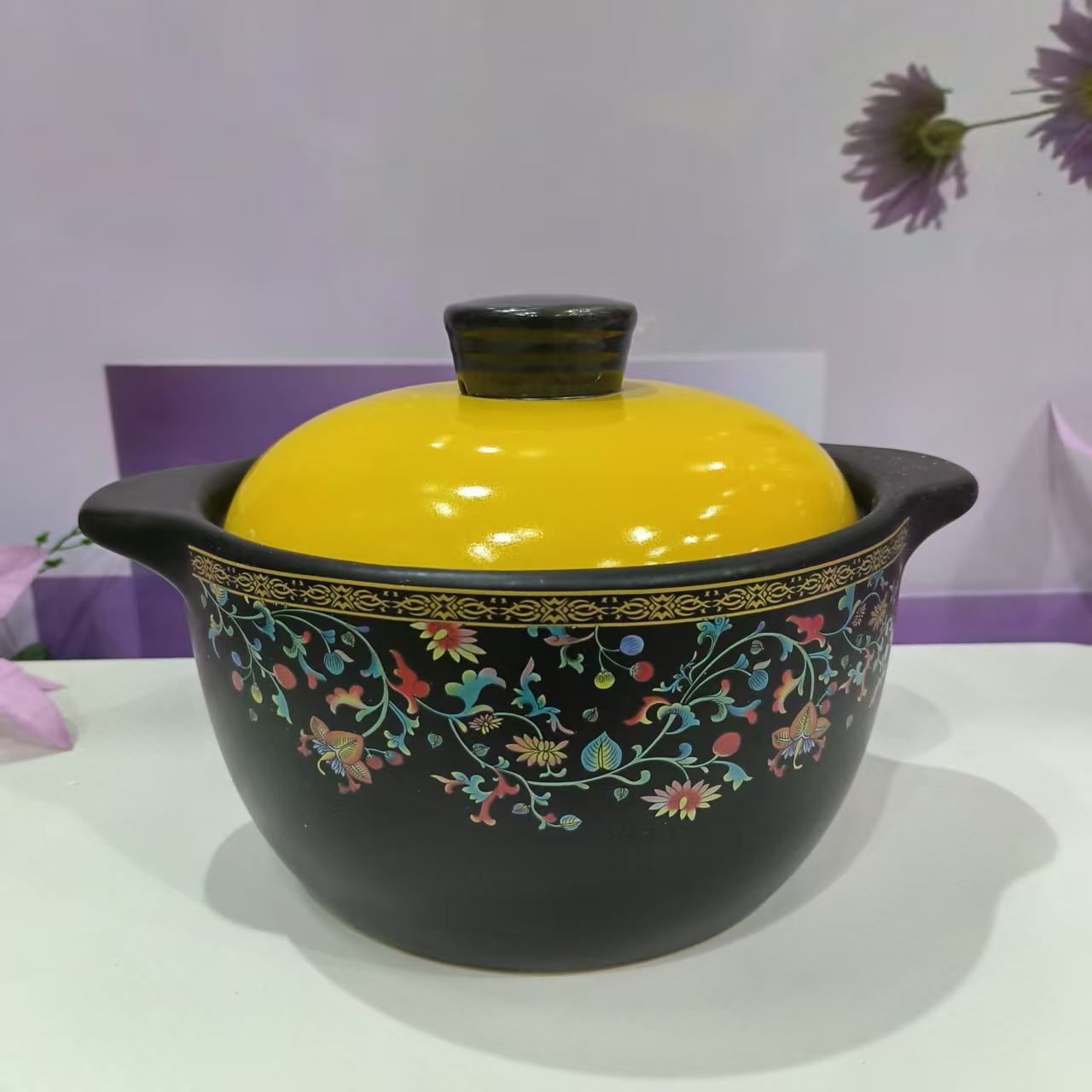 煲汤砂锅陶瓷好运连枝黄3.5L