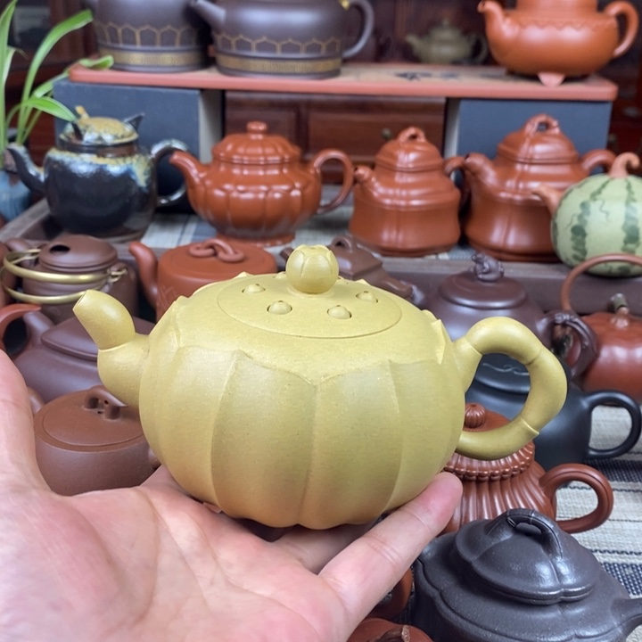 茶壶紫砂筋纹莲子430cc原矿本山绿元旦特价