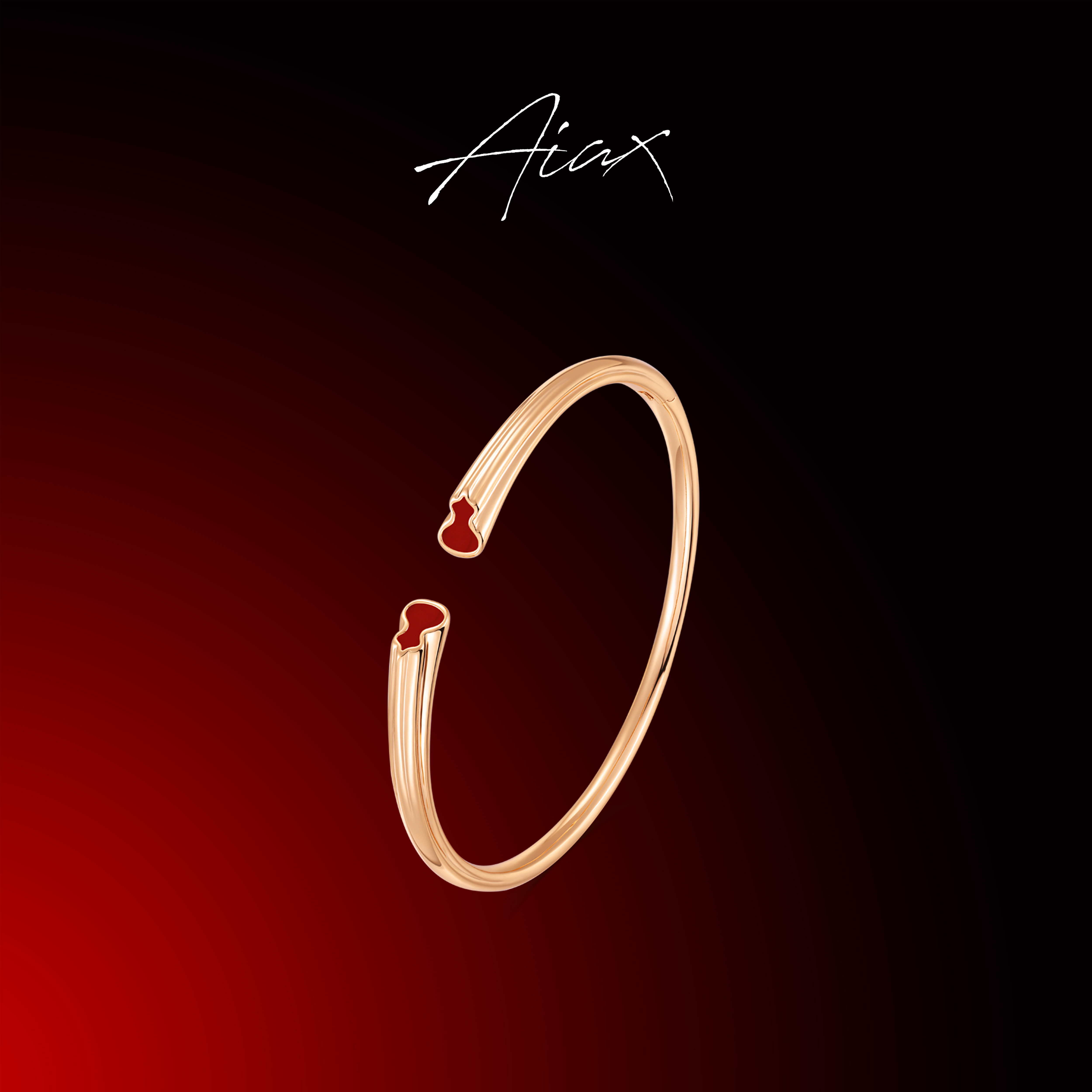 AIAX 镀K金【开门见福】招财福禄双全双葫芦开口手镯TSS7890