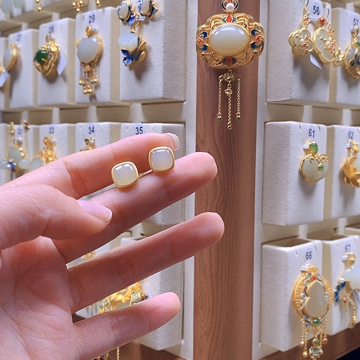 和田玉颈饰银S925镶嵌