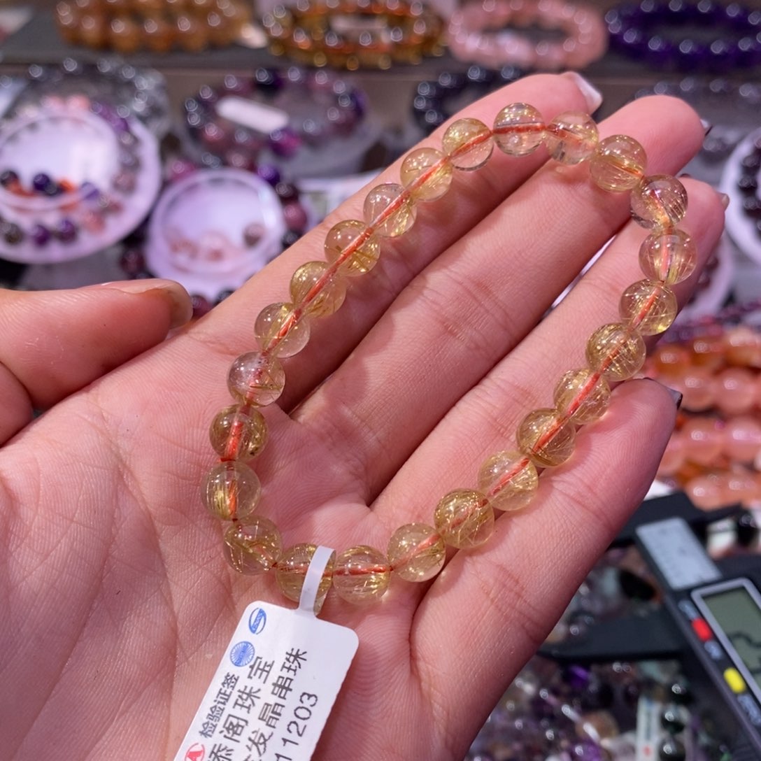 水晶手链未镶嵌金发晶7.9m m